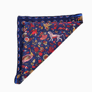 Navy Blue and Red Reversible Wildlife & Floral Handkerchief – Made in Italy