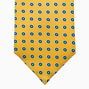 Golden Yellow and Teal Floral Motif Silk Tie – Made in Italy