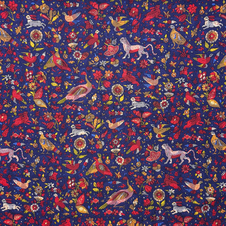 Navy Blue and Red Reversible Wildlife & Floral Handkerchief – Made in Italy