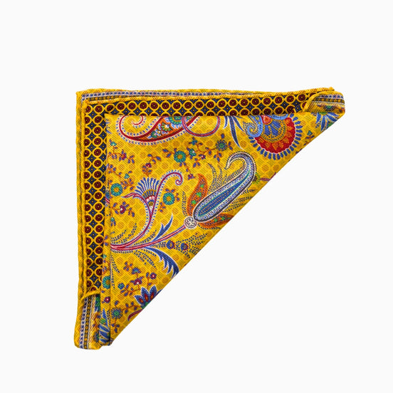 Yellow Reversible Paisley Handkerchief – Made in Italy