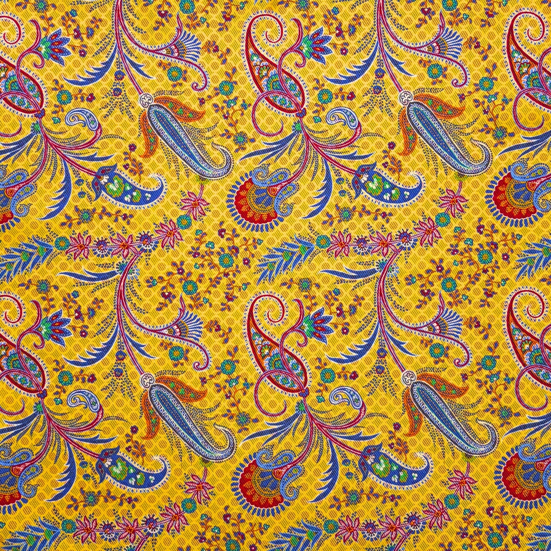 Yellow Reversible Paisley Handkerchief – Made in Italy