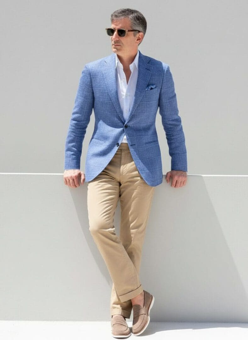 Light Blue Checked Jacket – Made in Italy