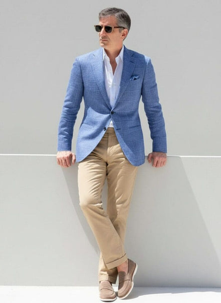 Light Blue Checked Jacket – Made in Italy