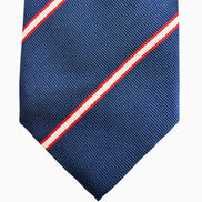 Navy Blue & Red Striped Silk Tie – Made in Italy