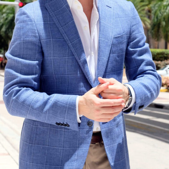 Light Blue Checked Jacket – Made in Italy