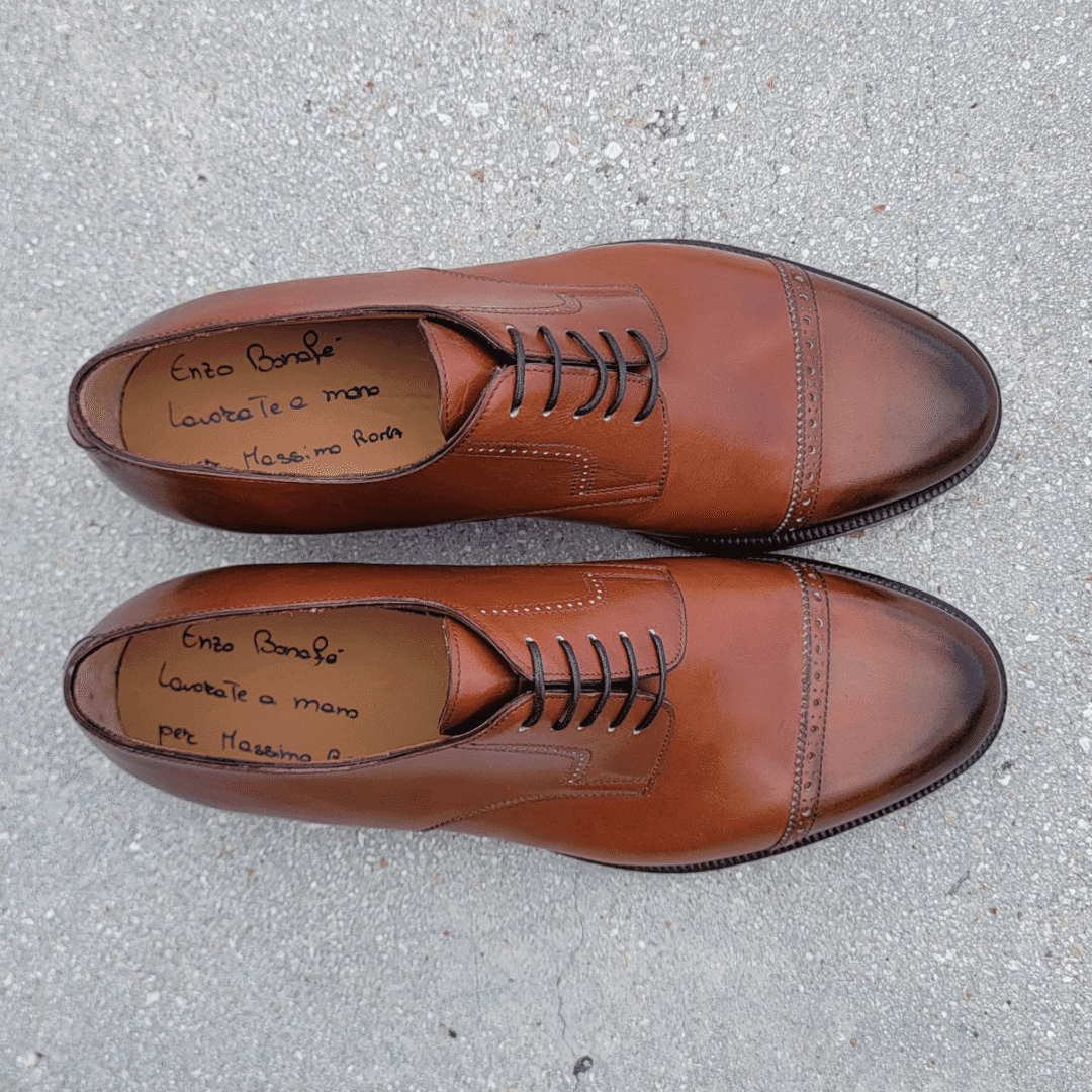 Derby marrón medio con puntera brogue de Bonafè