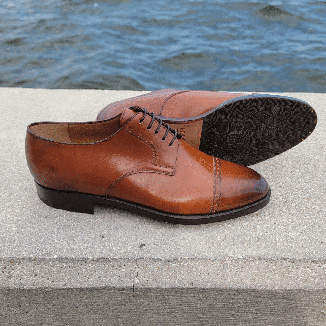 Derby marrón medio con puntera brogue de Bonafè