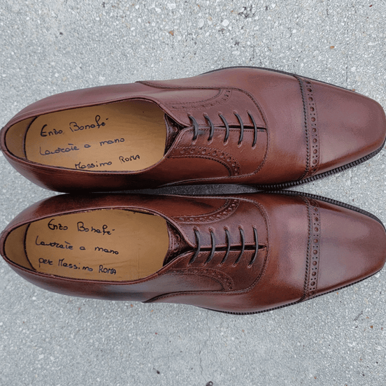 Classic Brown Calf Snuff Oxford Shoes by Bonafè