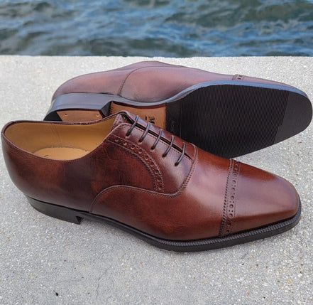 Classic Brown Calf Snuff Oxford Shoes by Bonafè