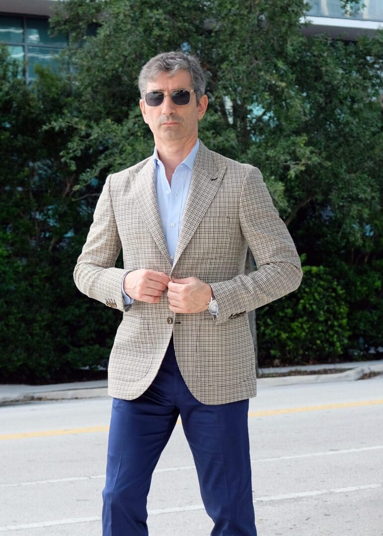 Light Brown Micro Plaid Jacket – Made in Italy