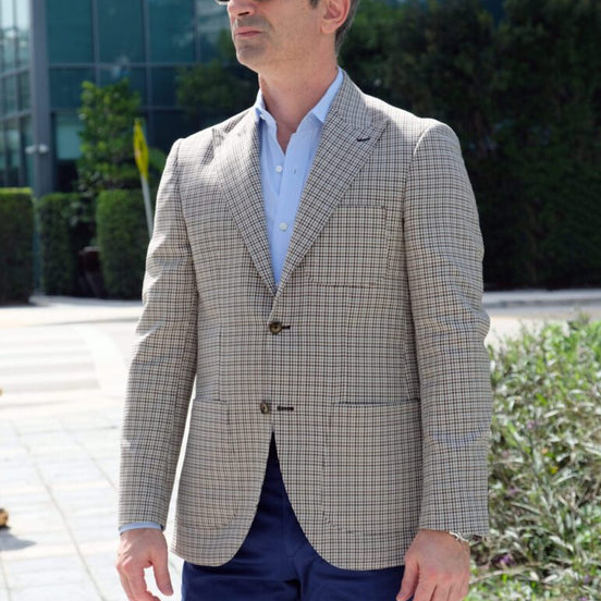 Light Brown Micro Plaid Jacket – Made in Italy