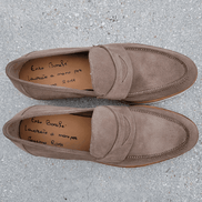 Handmade Beige Suede Loafer with Vibram Sole by Bonafè