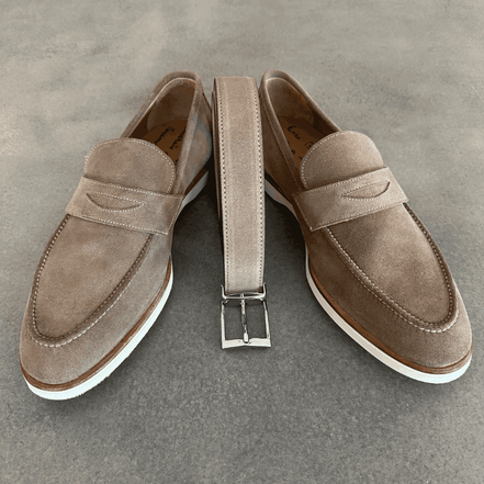 Beige Suede Leather Handcrafted Belt