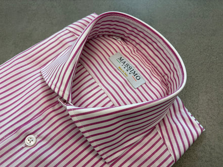Magenta Striped Cotton Linen Shirt – Made in Italy