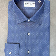 Blue Cotton Dotted Shirt – Made in Italy