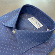Blue Cotton Dotted Shirt – Made in Italy