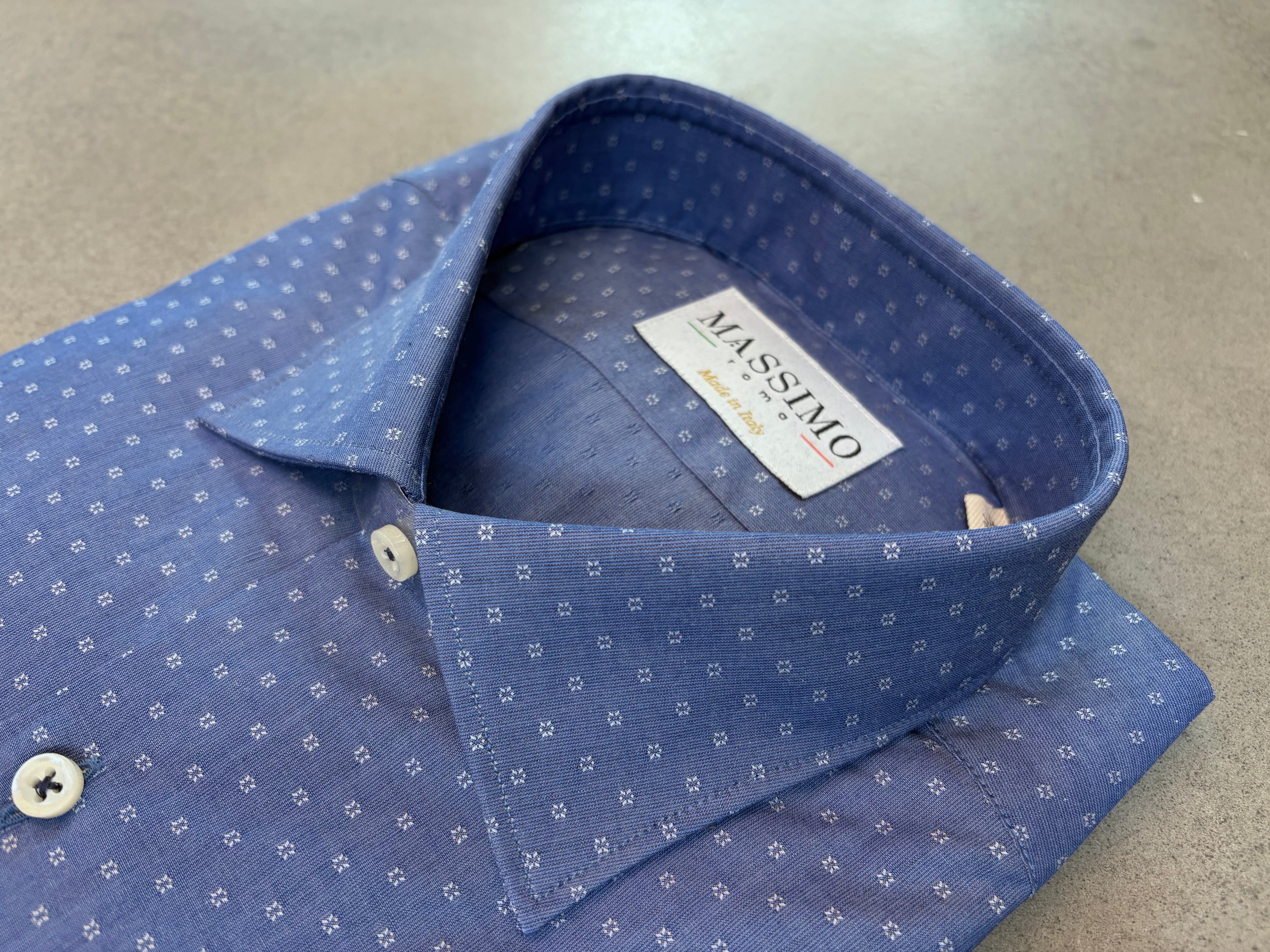 Blue Cotton Dotted Shirt – Made in Italy