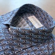 Blue Cotton Geometrical Design Shirt – Made in Italy