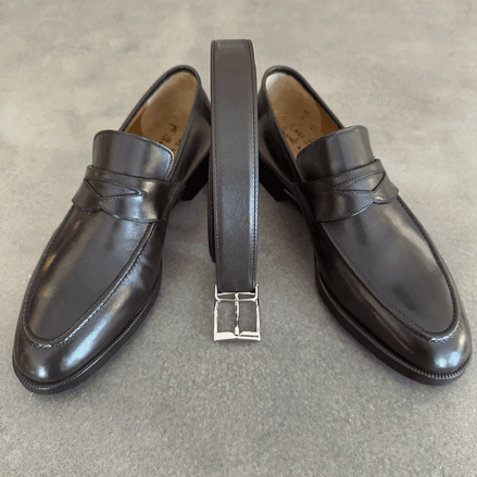 Dark Brown Calf Leather Meleze Handcrafted Belt