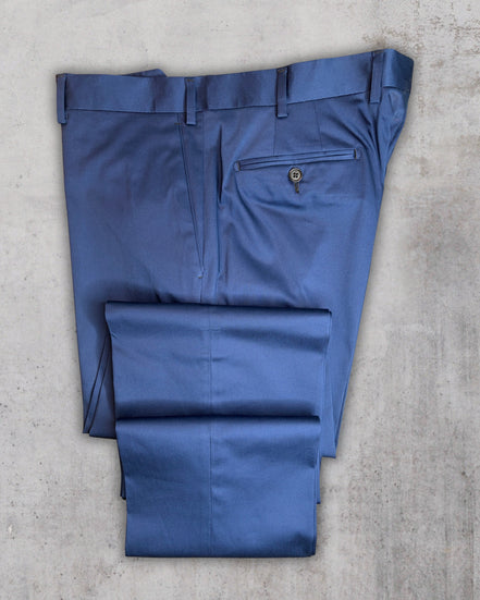 Medium Blue Stretch Cotton Trousers – Made in Italy