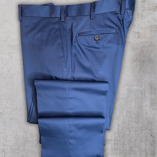 Medium Blue Stretch Cotton Trousers – Made in Italy