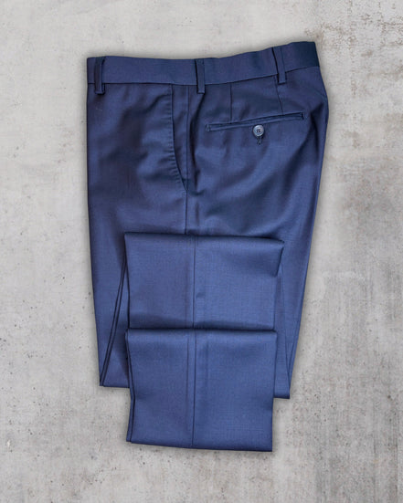 Navy Blue Wool Trousers – Made in Italy