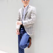 Light Gray Overcheck Jacket – Made in Italy