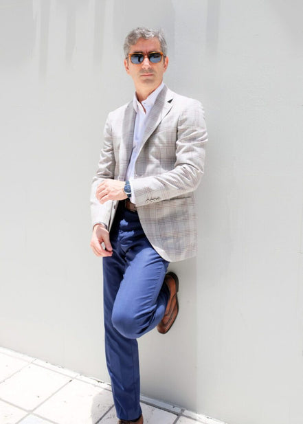 Light Gray Overcheck Jacket – Made in Italy