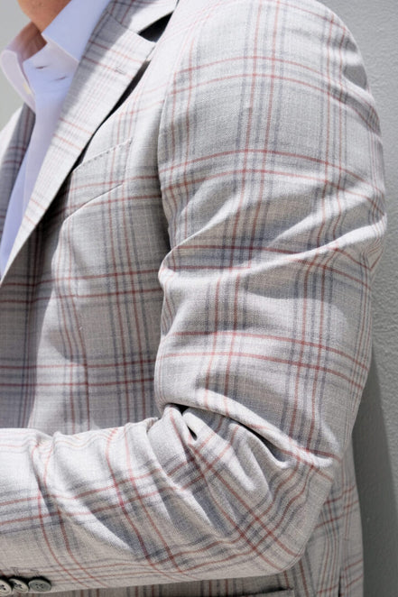 Light Gray Overcheck Jacket – Made in Italy