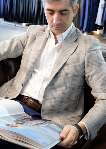 Light Gray Overcheck Jacket – Made in Italy