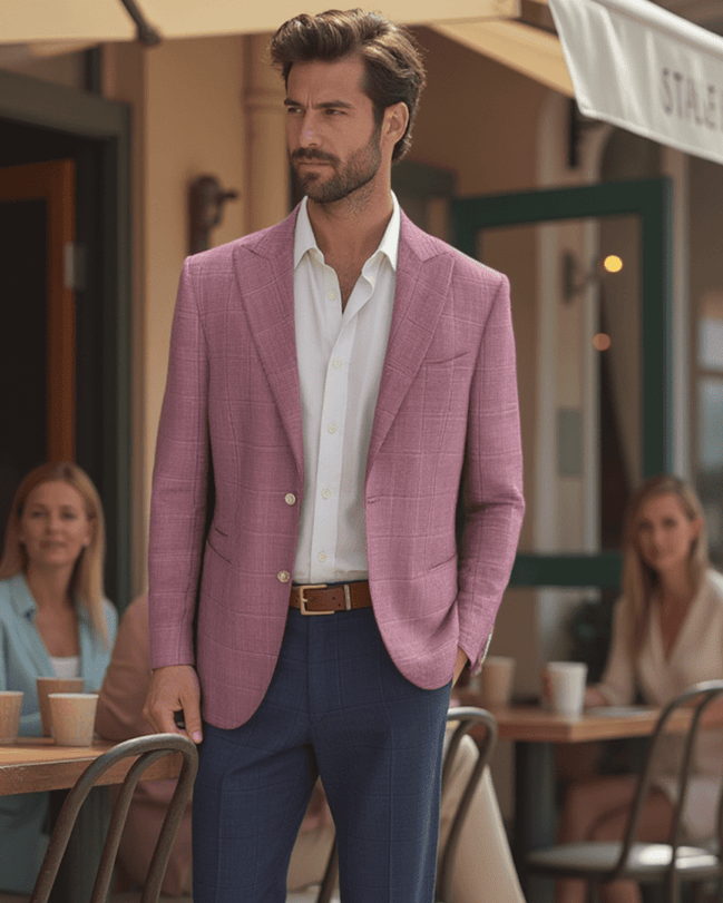 Chaqueta deportiva rosa claro con diseño de ventana – Fabricada en Italia