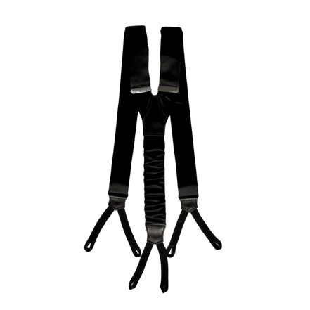 Black Barathea Silk Tuxedo Suspenders – Made in Italy