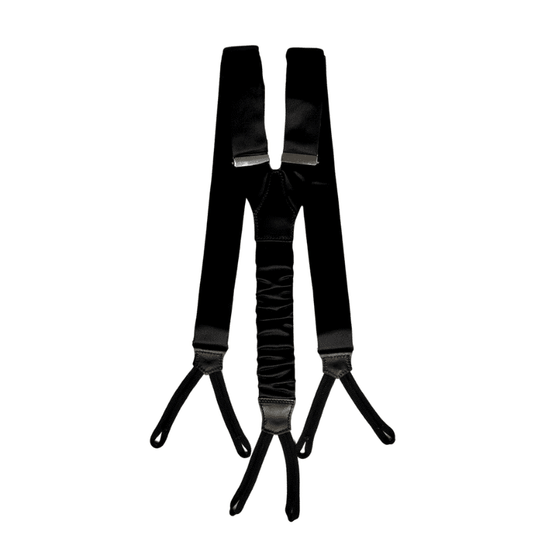 Black Barathea Silk Tuxedo Suspenders – Made in Italy