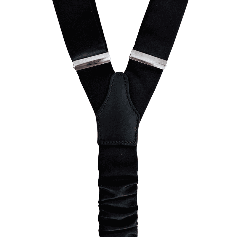 Black Barathea Silk Tuxedo Suspenders – Made in Italy