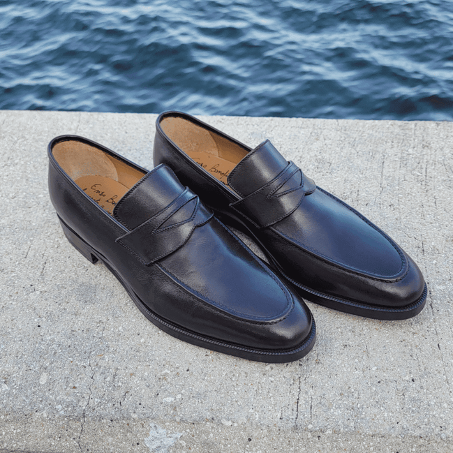 Dark Brown Calf Meleze Penny Loafer Shoes by Bonafè