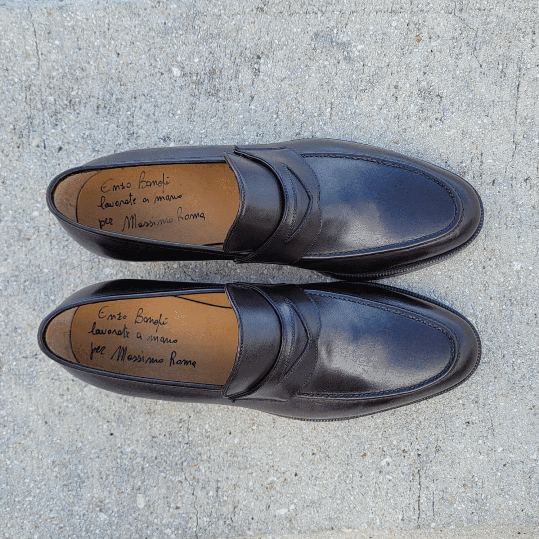 Dark Brown Calf Meleze Penny Loafer Shoes by Bonafè