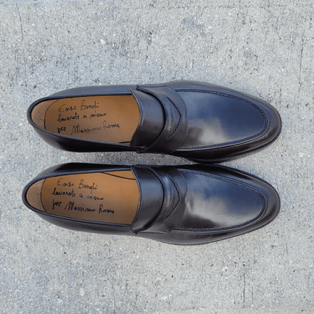 Dark Brown Calf Meleze Penny Loafer Shoes by Bonafè