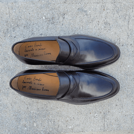 Dark Brown Calf Meleze Penny Loafer Shoes by Bonafè