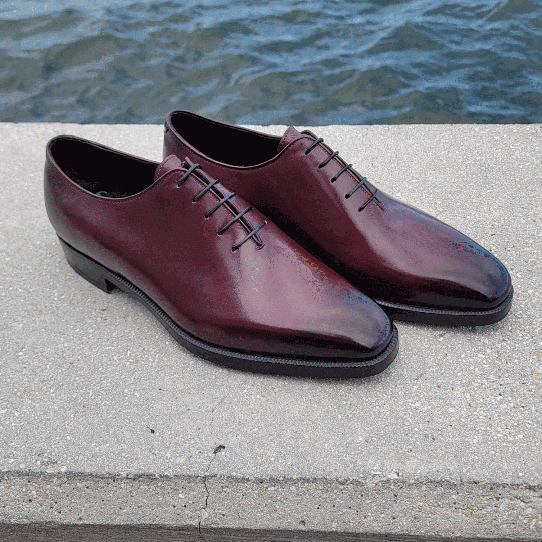 Bordeaux Wholecut Oxford Hand Aged Calf Leather Shoes by Bonafè