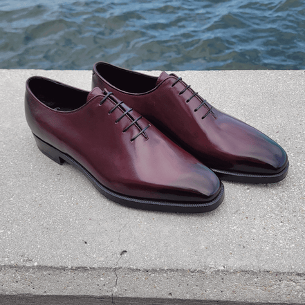 Bordeaux Wholecut Oxford Hand Aged Calf Leather Shoes by Bonafè