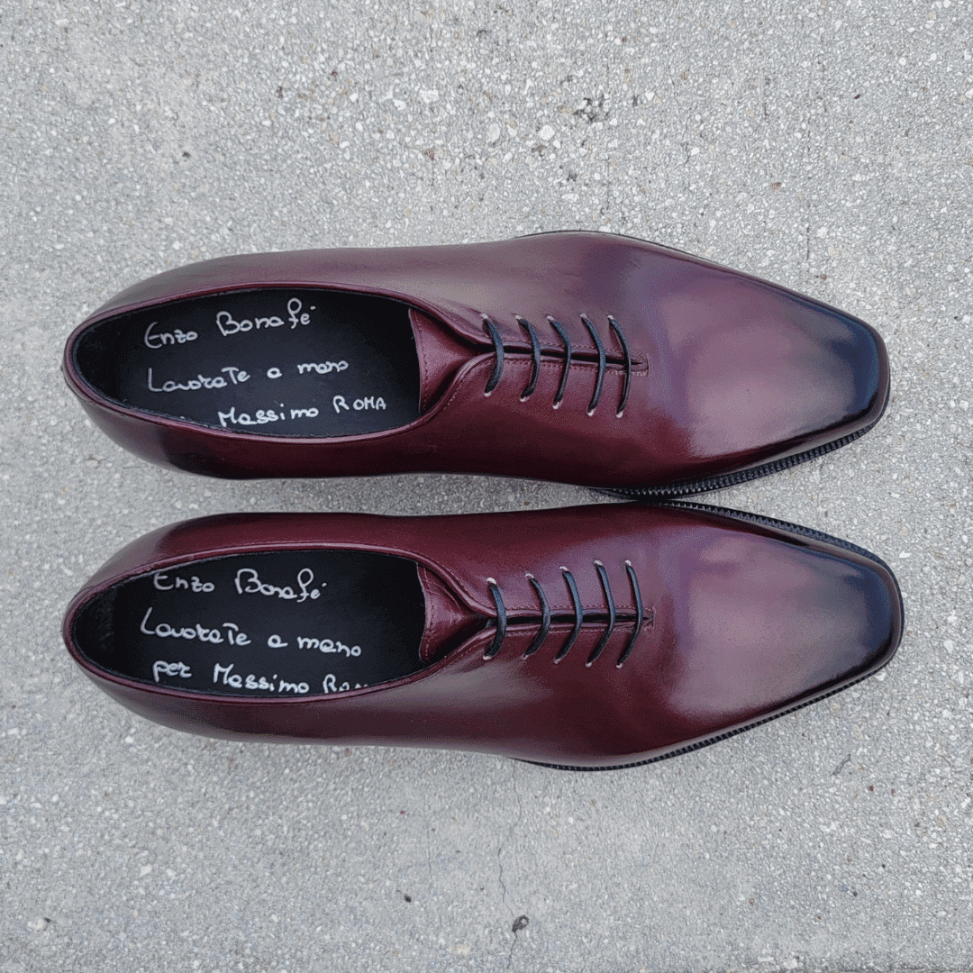 Bordeaux Wholecut Oxford Hand Aged Calf Leather Shoes by Bonafè