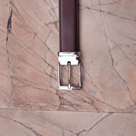 Burgundy Red Hand Aged Calf Leather Handcrafted Belt