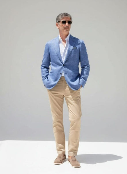 Light Blue Checked Jacket – Made in Italy