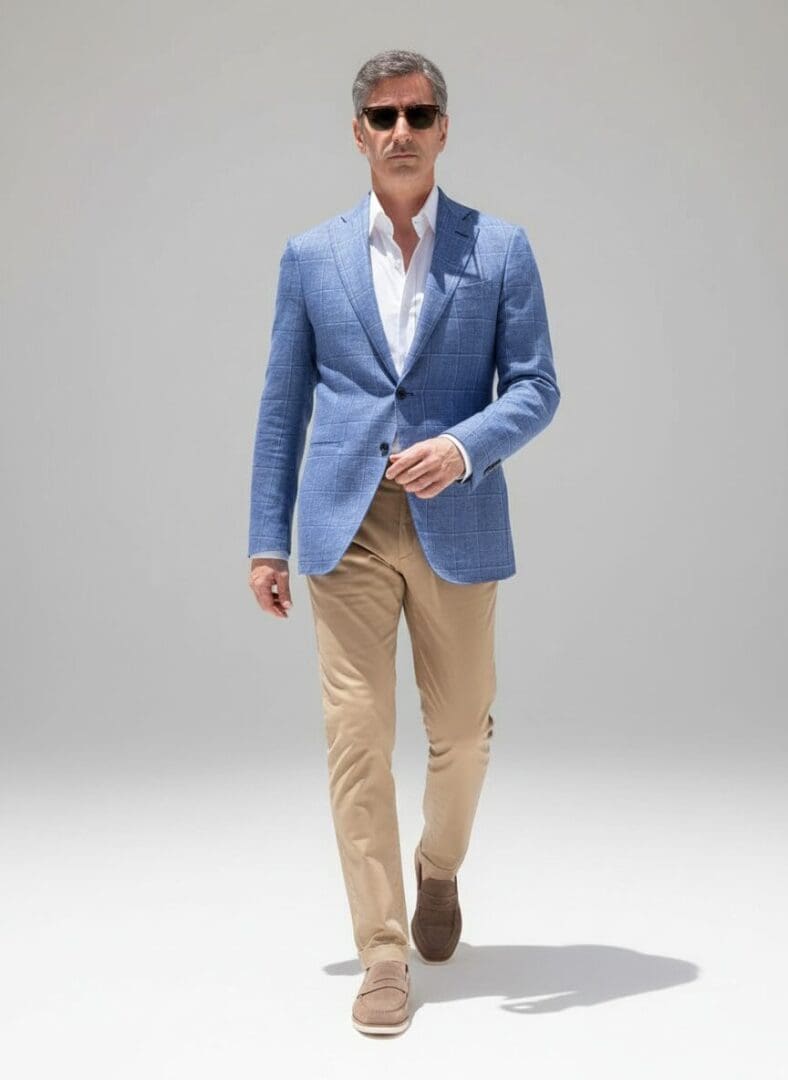 Light Blue Checked Jacket – Made in Italy