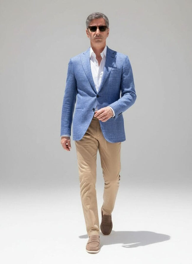 Light Blue Checked Jacket – Made in Italy