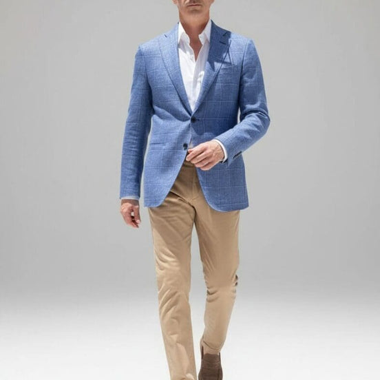 Light Blue Checked Jacket – Made in Italy