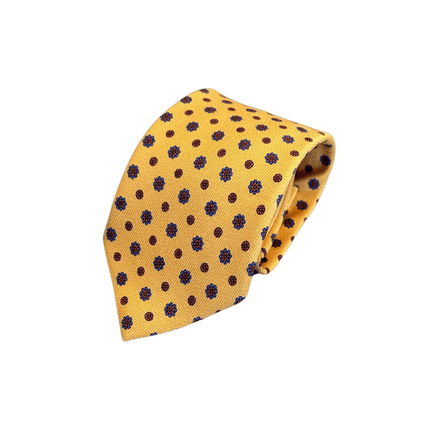 Yellow Silk Tie with Floral Design – Made in Italy