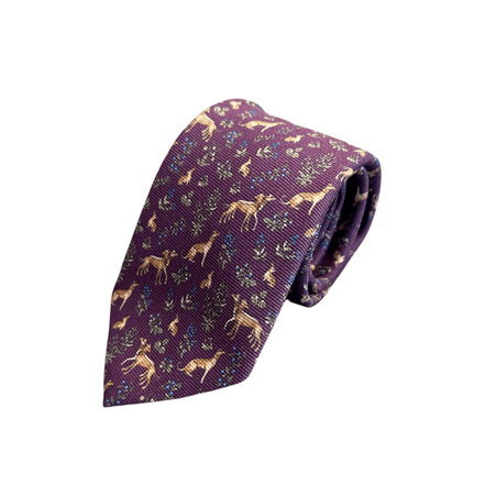 Aubergine Silk Tie with Design – Made in Italy