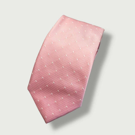 Blush Pink Silk Tie with Subtle White Polka Dots – Made in Italy