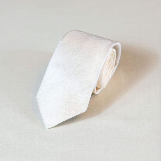 Corbata de seda color blanco roto – Hecha en Italia
